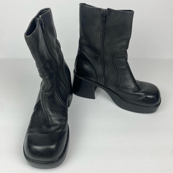 Steve Madden Vintage 90's Hott Leather Chunky Platform Ankle Boots - Picture 6 of 11